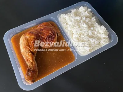 Pečené marinované kuřecí stehýnko na chilli a medu, s jasmínovou rýží Z