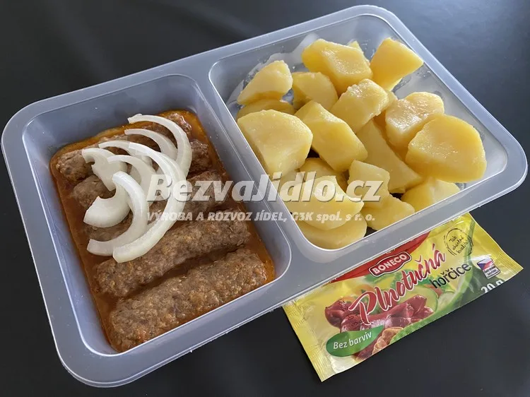 Meal 372 Cevabcici S Cibulkou A Horcici S Varenym Bramborem