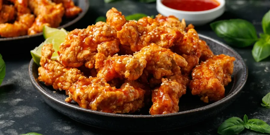 Meal 340 Korejske Smazene Kureci Stripsy S Korejskou Omackou A Jasminovou Ryzi
