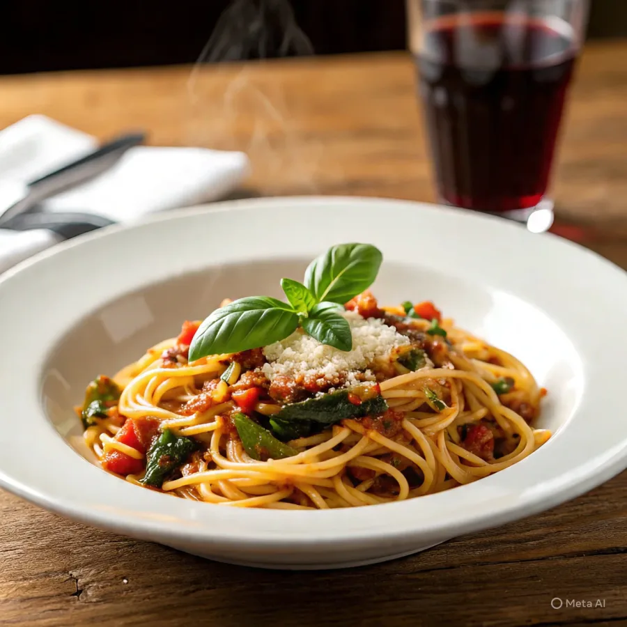 Meal 410 450G Spagety Se Susenymi Rajcaty A Bazalkovym Pestem Sypane Parmezanem