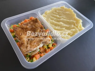 Filé z Aljašské tresky na máslové zelenině, s bramborovou kaší Z